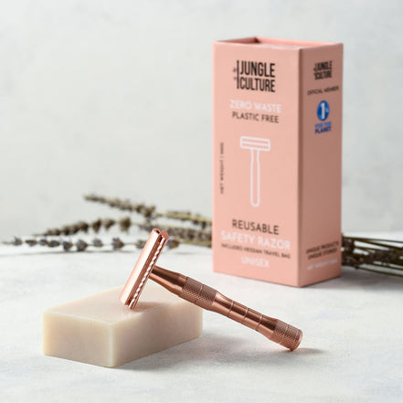 Rose Gold or Black Reusable Safety Razors (Thick Handle)