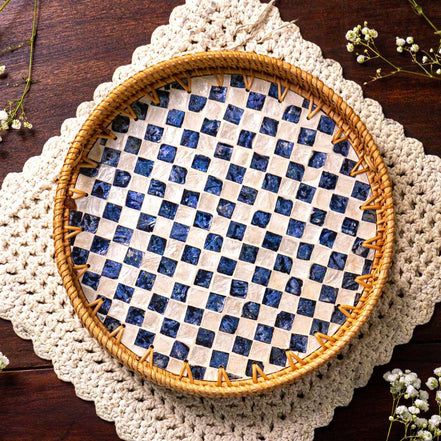 Rattan Trays • Mother of Pearl • Drift (Multiple Sizes)
