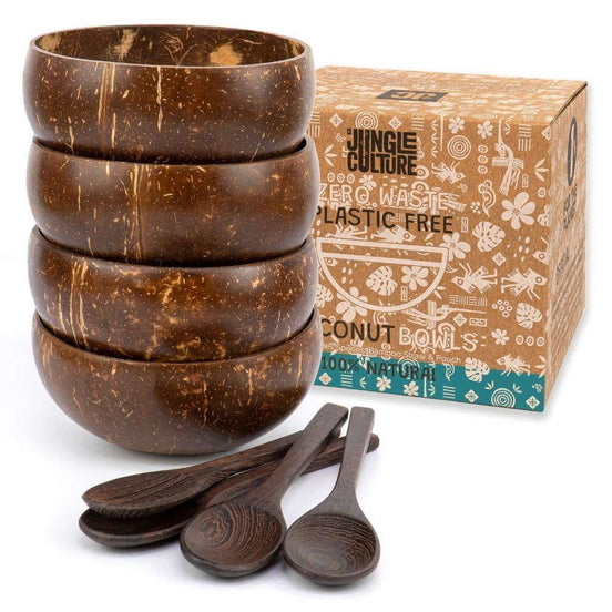 Eco-friendly Coconut Bowls & Spoons Set of 4