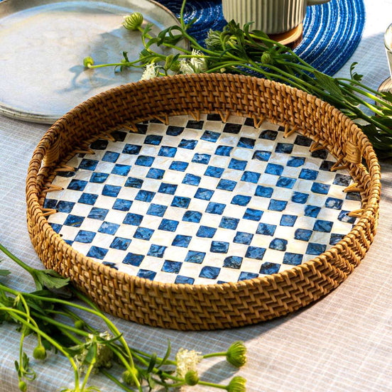 Rattan Trays • Mother of Pearl • Drift (Multiple Sizes)