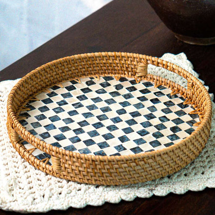 Rattan Trays • Mother of Pearl • Drift (Multiple Sizes)