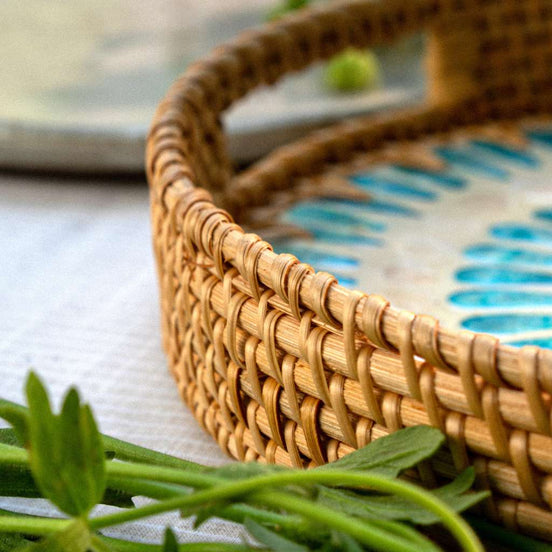 Rattan Trays • Mother of Pearl • Ripple (Multiple Sizes)